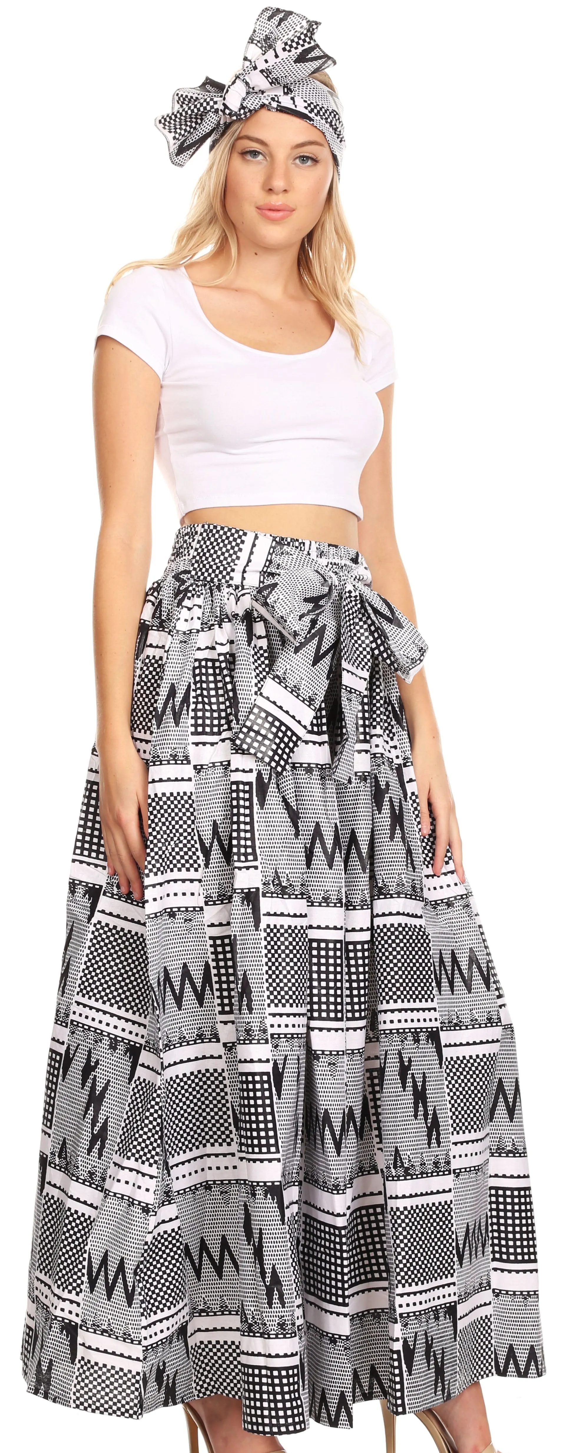 Sakkas Sora Women's Wide Leg Loose African Ankara Print Pants Casual Elastic Waist