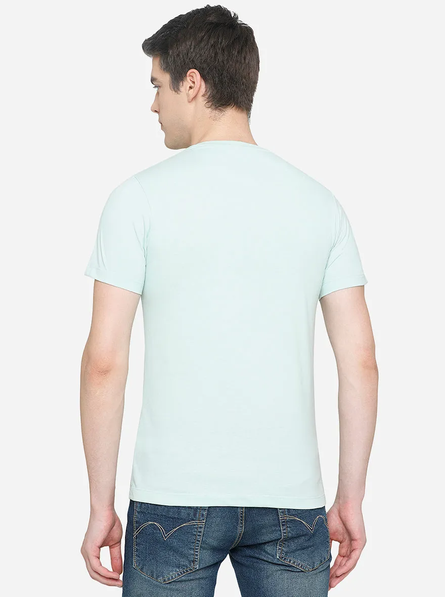 Sea Green Solid Slim Fit T-Shirt | Greenfibre