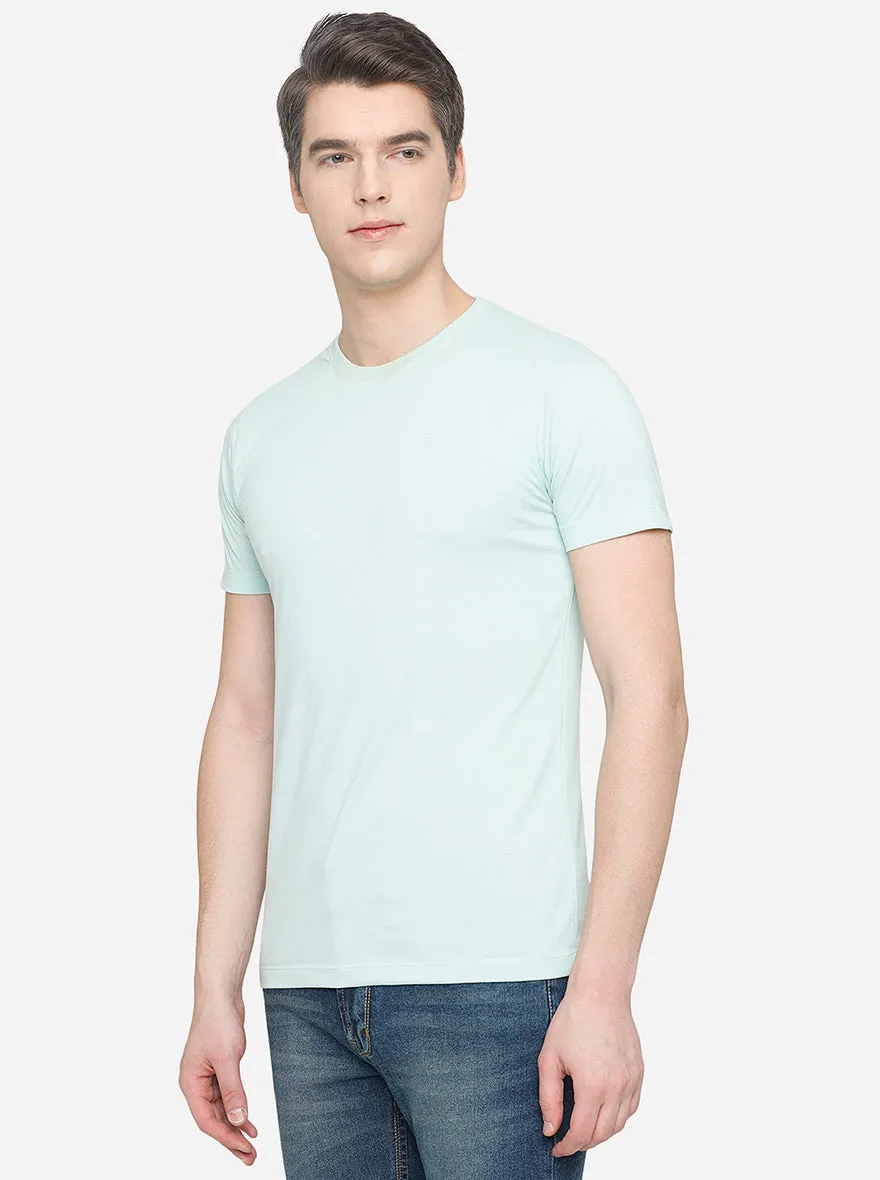 Sea Green Solid Slim Fit T-Shirt | Greenfibre