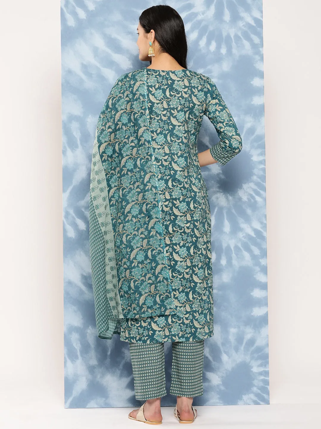 Sequinned Cotton Kurta Dupatta Set