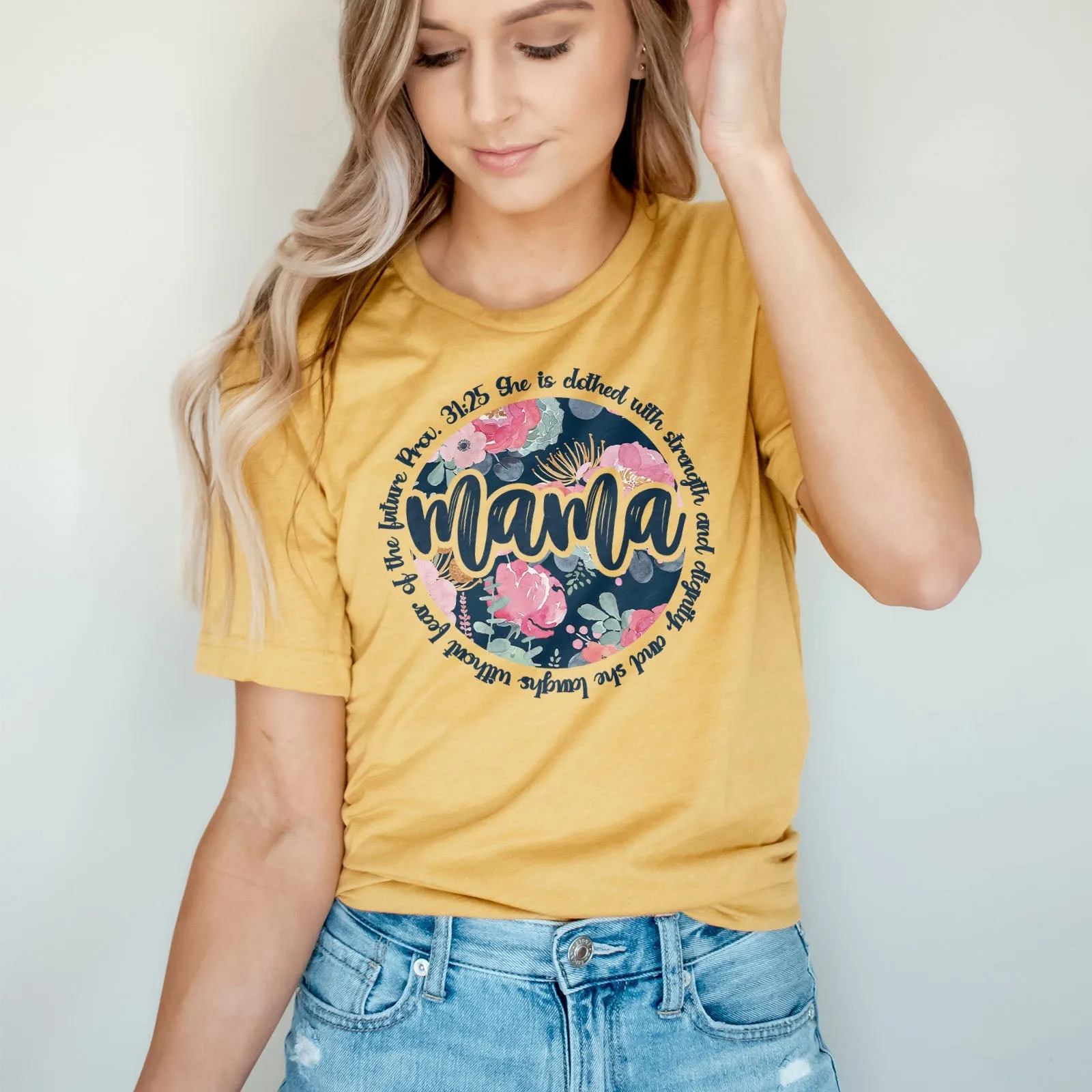 She Is Clothed With Strength Mama Tee Shirts For Women - Christian Shirts for Women - Religious Tee Shirts