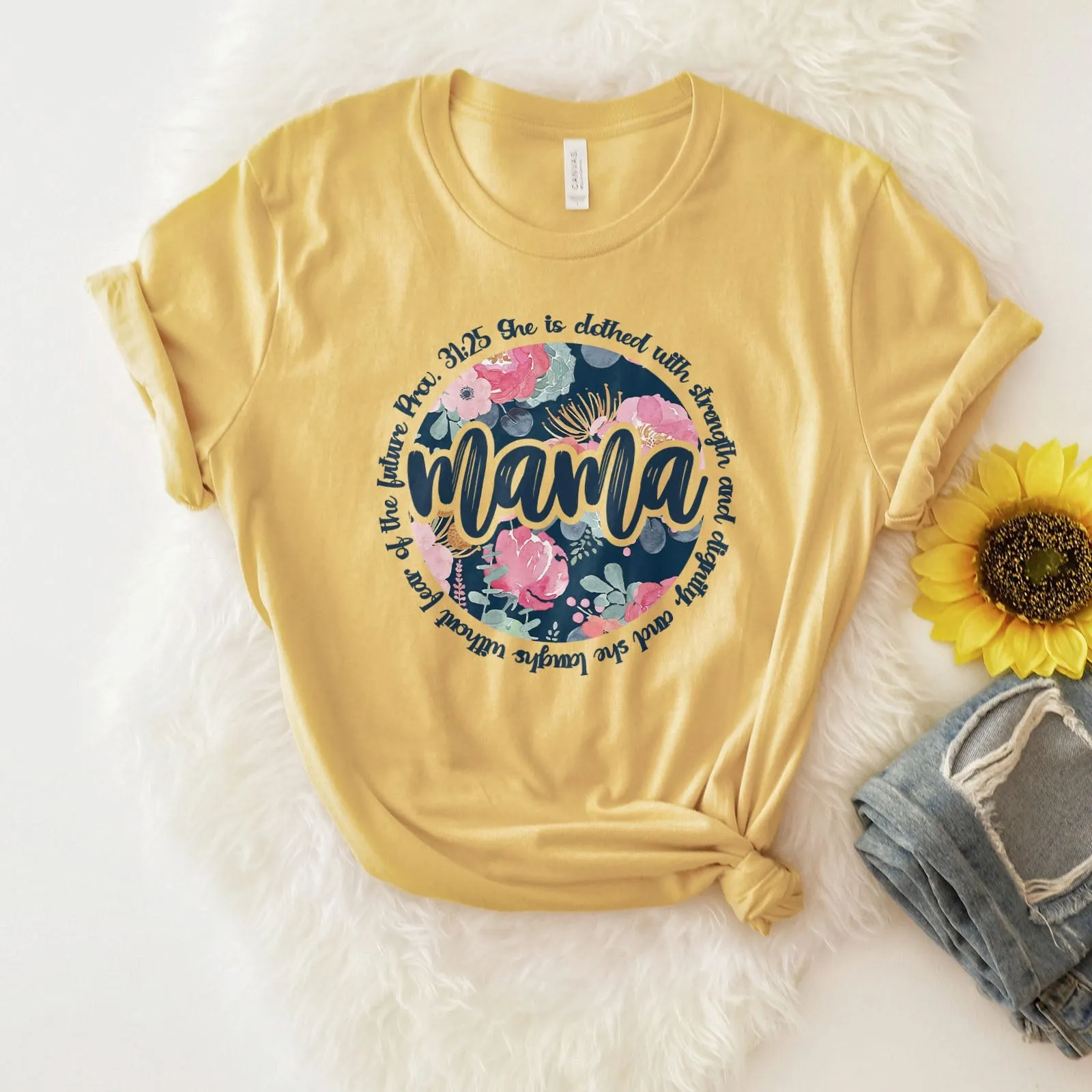 She Is Clothed With Strength Mama Tee Shirts For Women - Christian Shirts for Women - Religious Tee Shirts