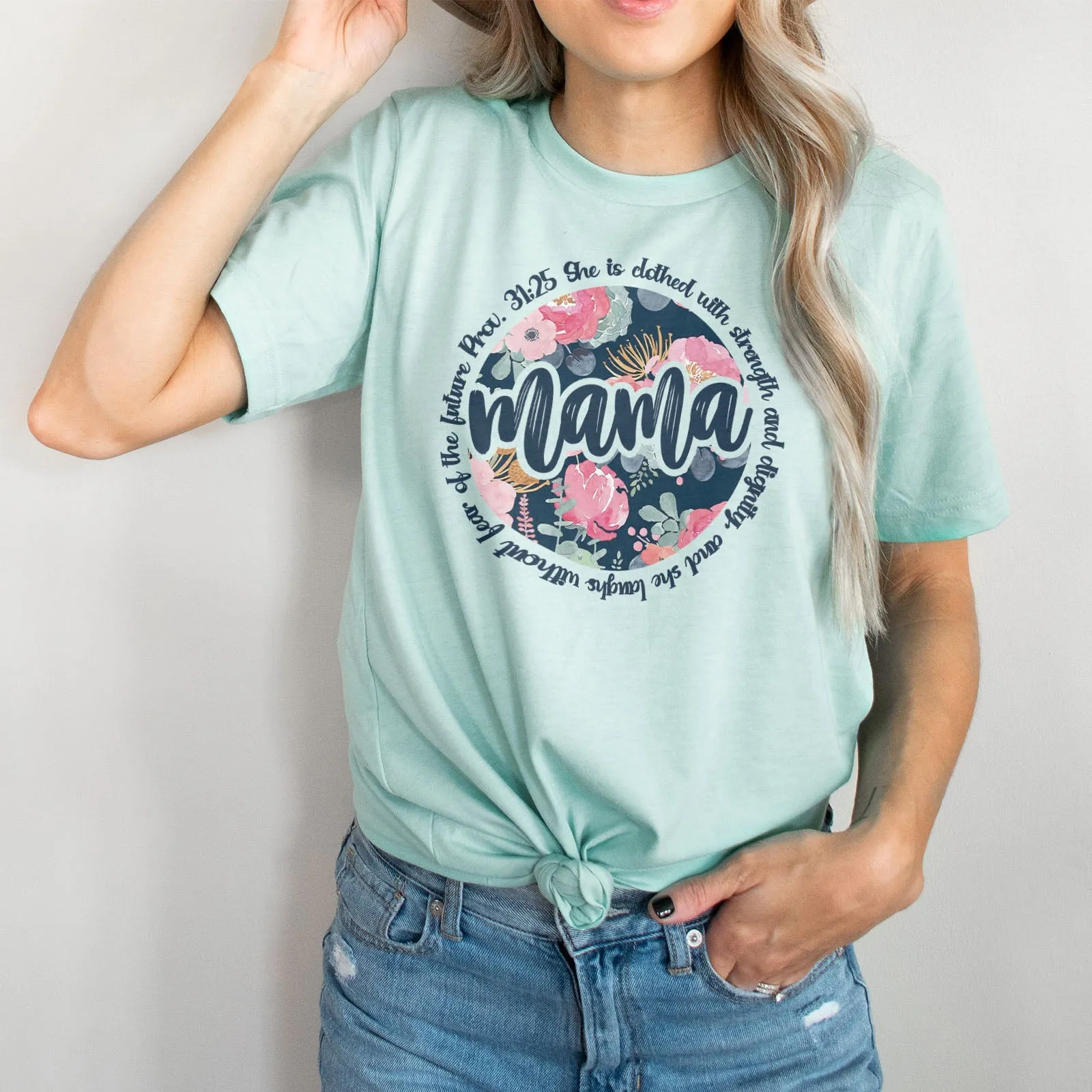 She Is Clothed With Strength Mama Tee Shirts For Women - Christian Shirts for Women - Religious Tee Shirts