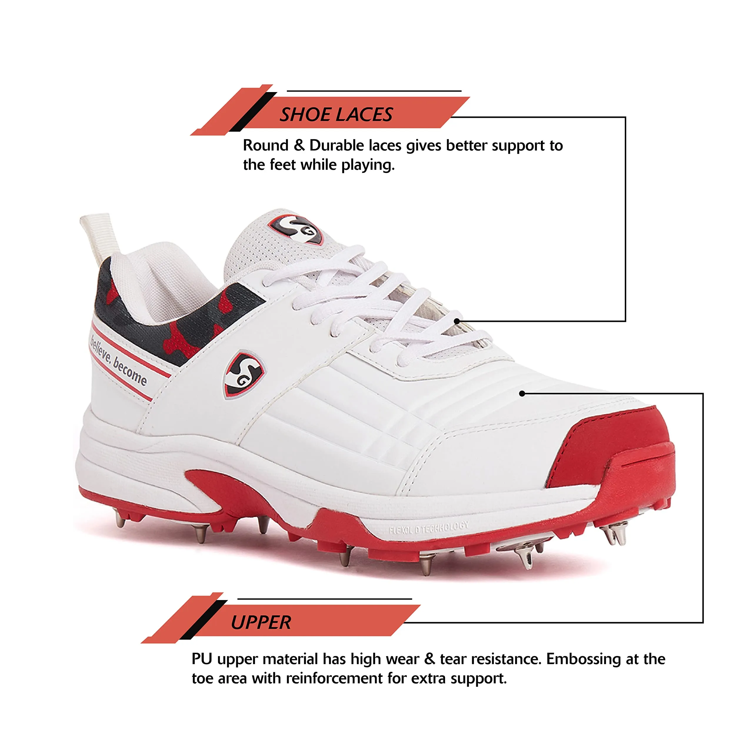 Shoe Cricket Men Savage Spikes 1 0 Wht/Red/Grey