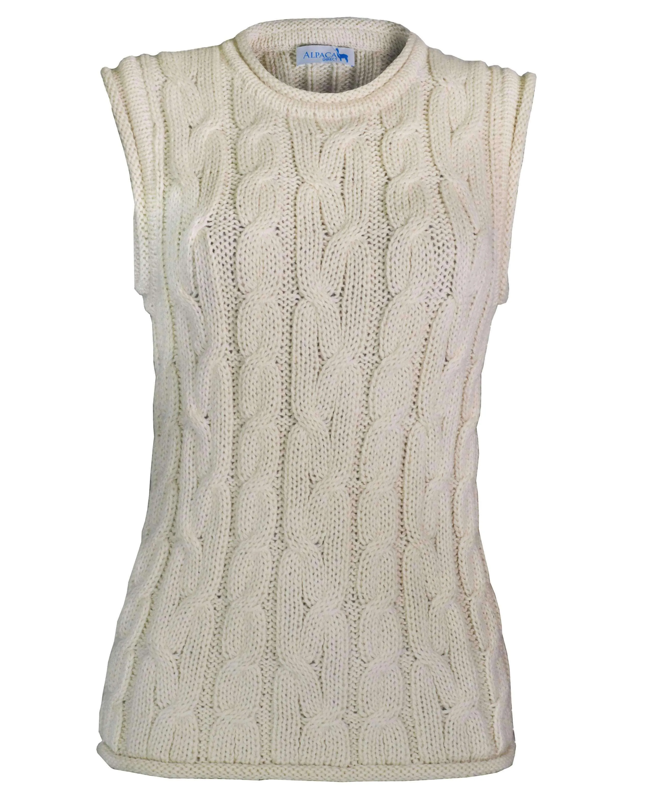 Sleeveless Cable Knit Alpaca Sweater