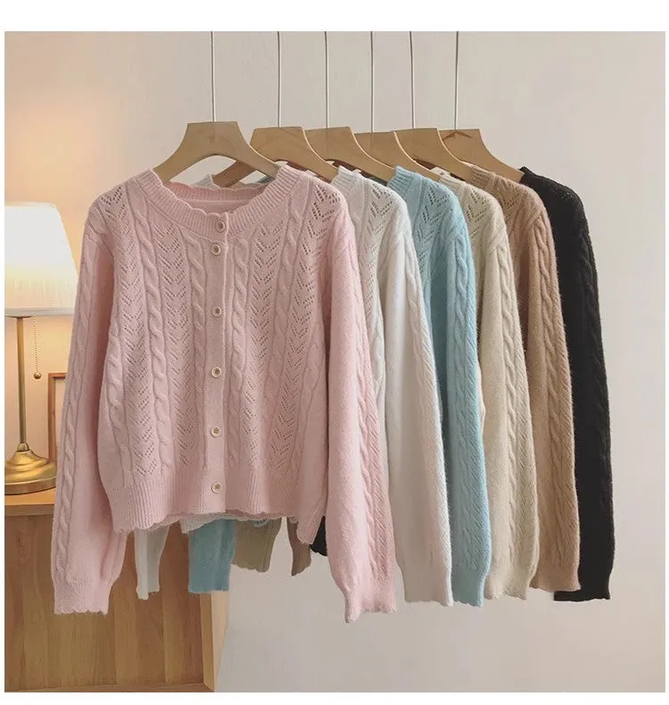 Soft cardigan sweater for women solid color knitted top jacket     S4827