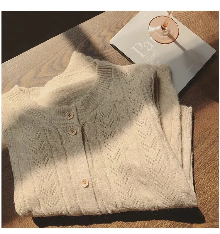 Soft cardigan sweater for women solid color knitted top jacket     S4827