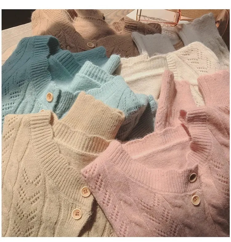 Soft cardigan sweater for women solid color knitted top jacket     S4827