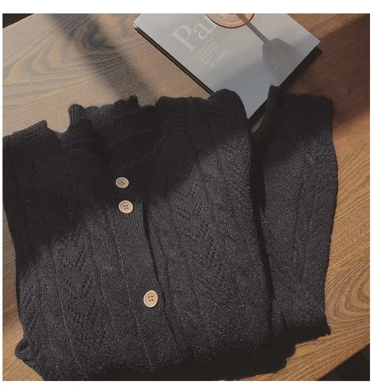 Soft cardigan sweater for women solid color knitted top jacket     S4827