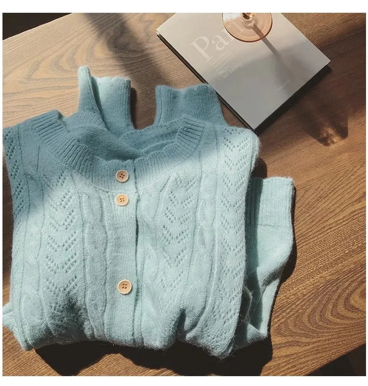 Soft cardigan sweater for women solid color knitted top jacket     S4827