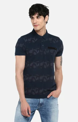 Spykar Blue Cotton T-Shirt