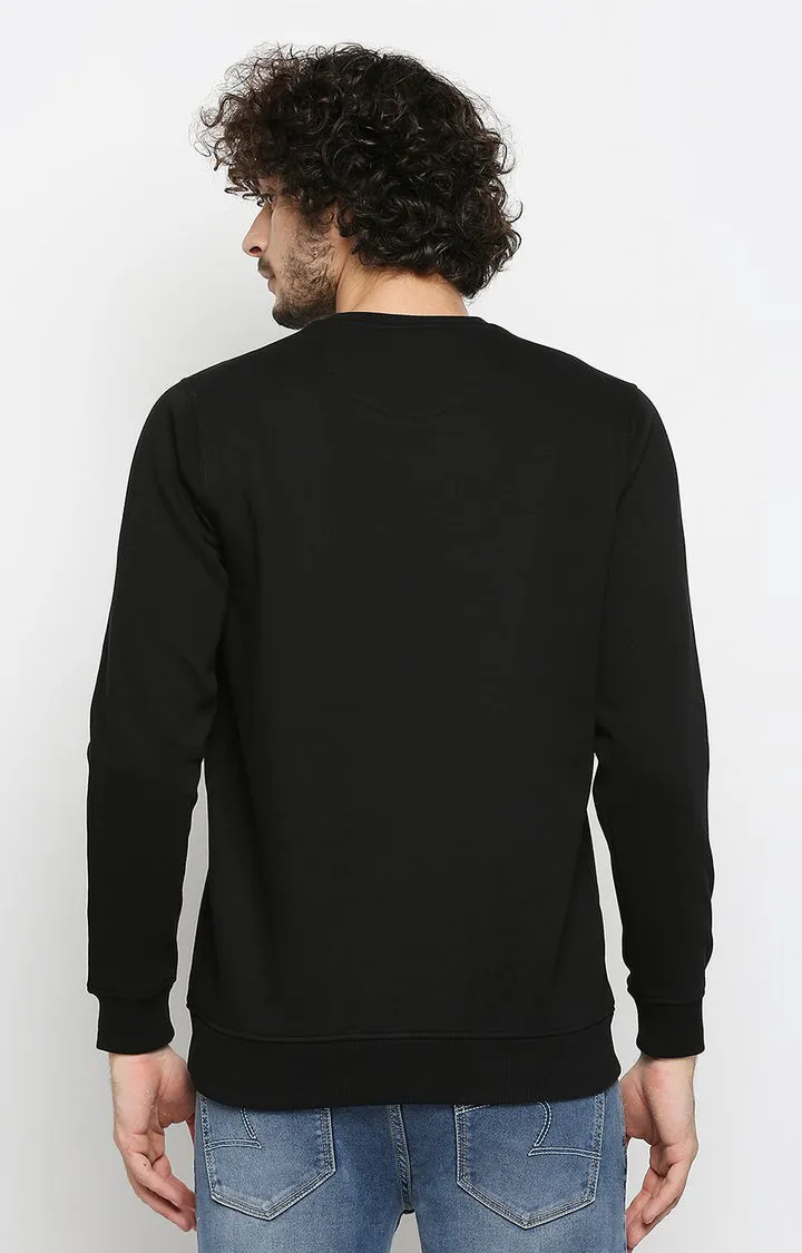 Spykar Men Black Cotton Regular Fit Sweatshirt