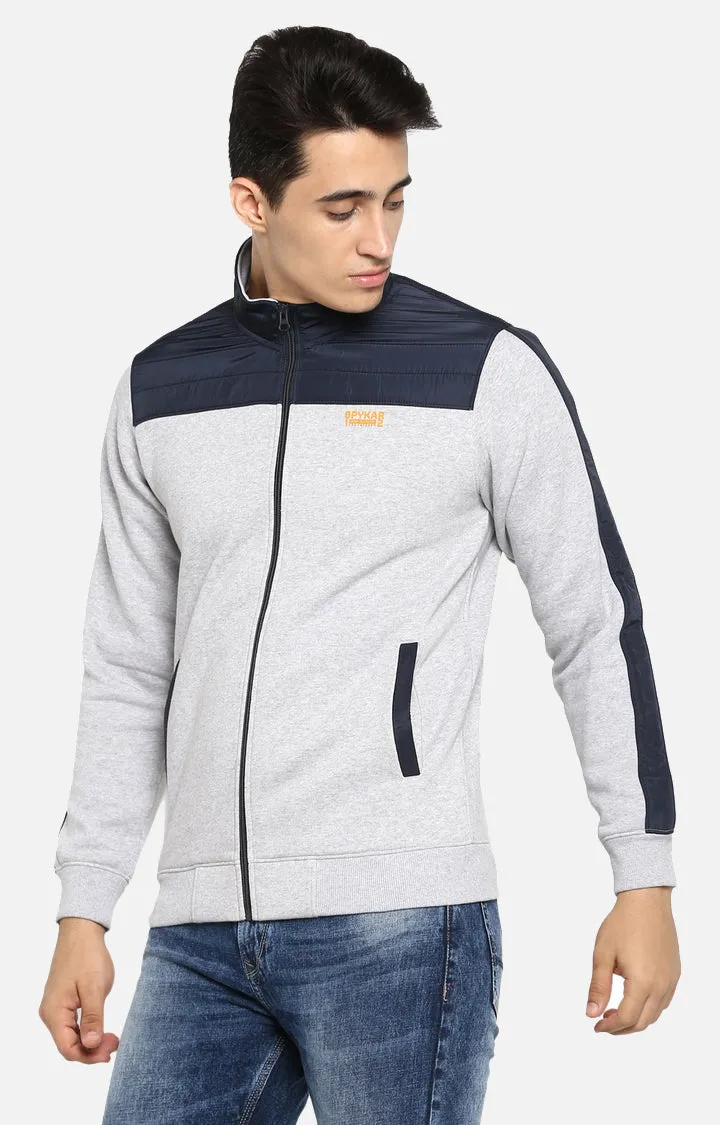 Spykar Men Grey Cotton Slim Fit Full Sleeve Sweatshirt