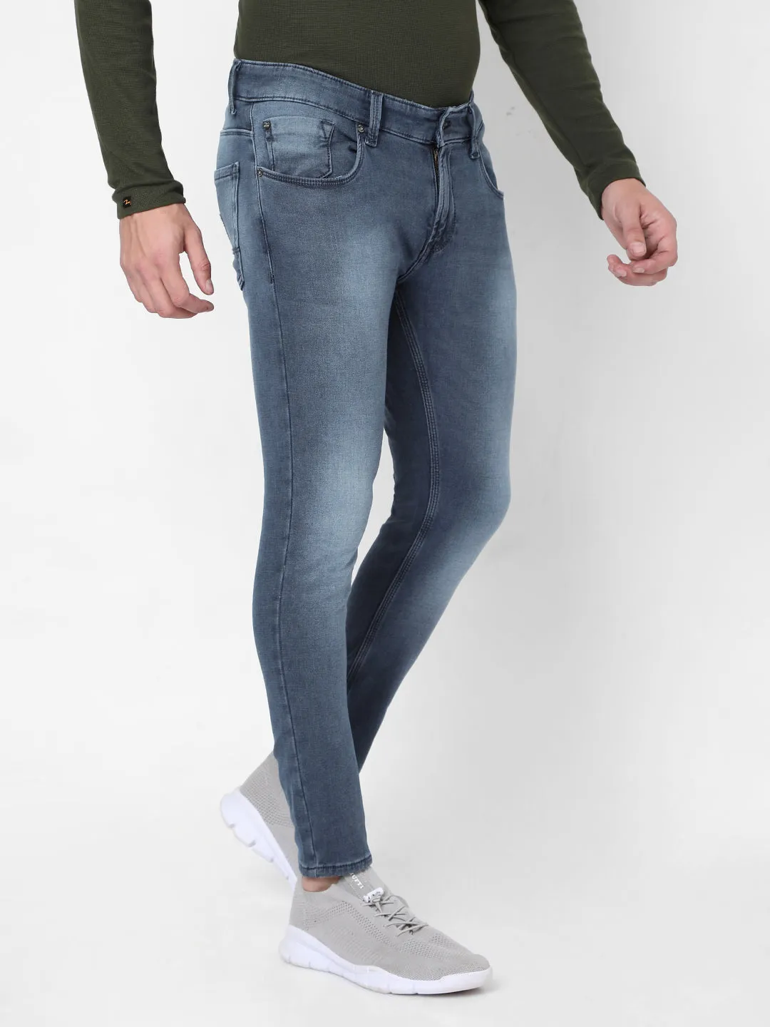 Spykar Men Grey Cotton Slim Fit Tapered Length Jeans (Kano)