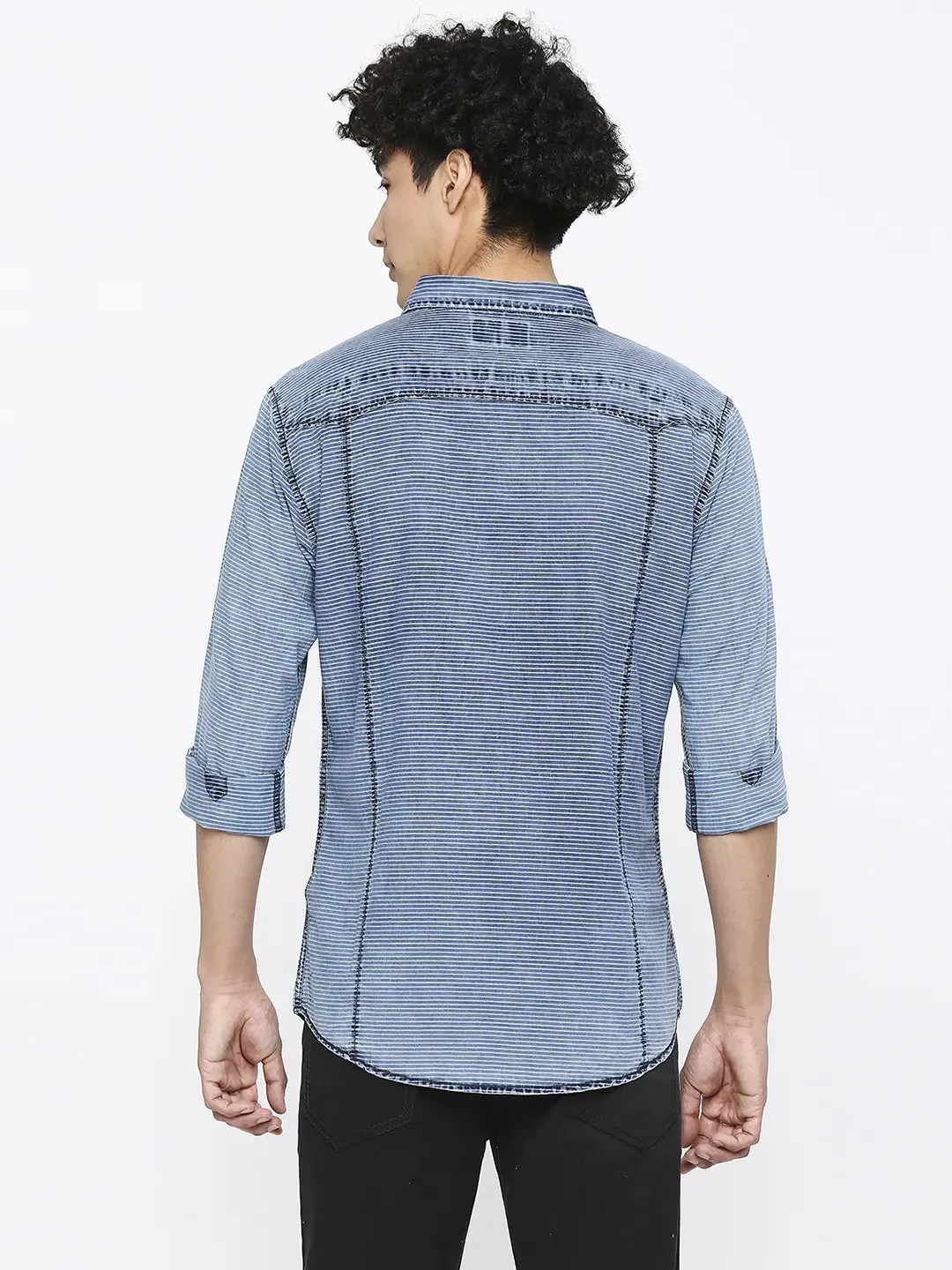 Spykar Men Indigo Cotton Slim Fit Denim Shirt