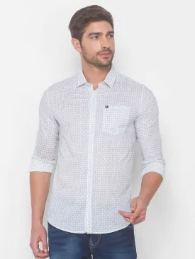 Spykar Men White Cotton Shirts (Regular)