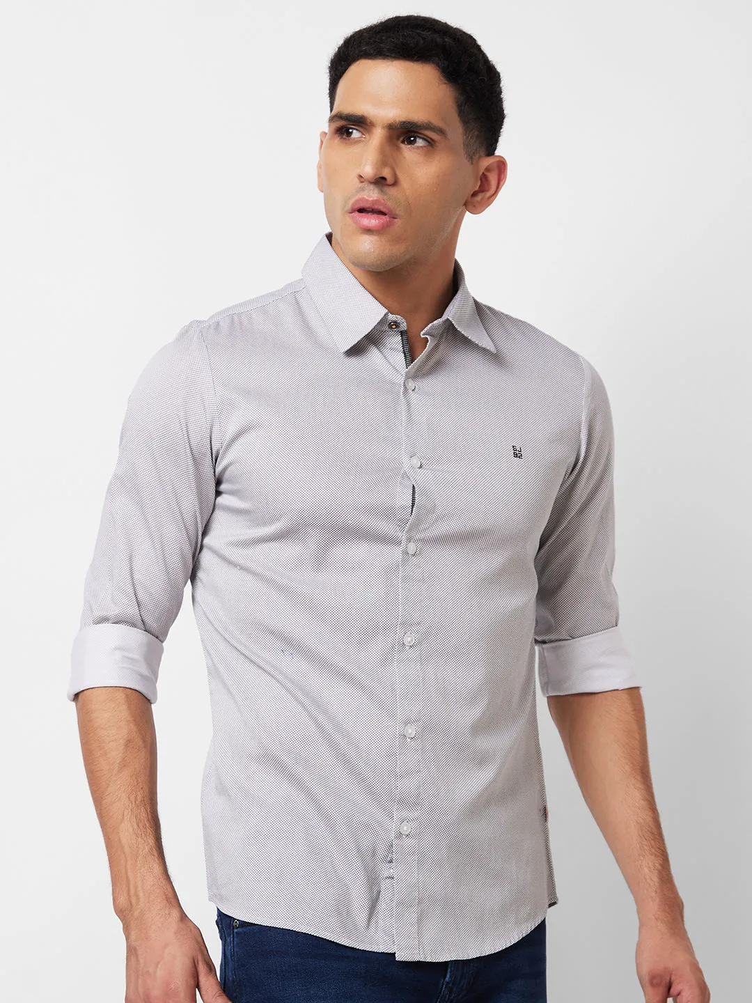 Spykar White Printed Shirt For Men