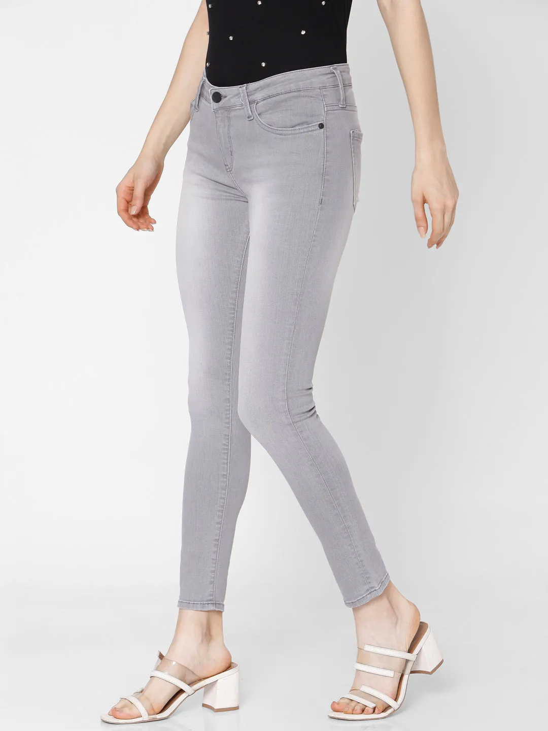 Spykar Women Grey Cotton Super Skinny Fit Regular Length Jeans (Alicia)