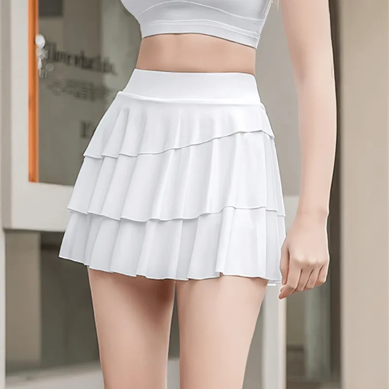 Stylish Sporty Elastic Women's Ruched Skirt-Shorts - SF1257