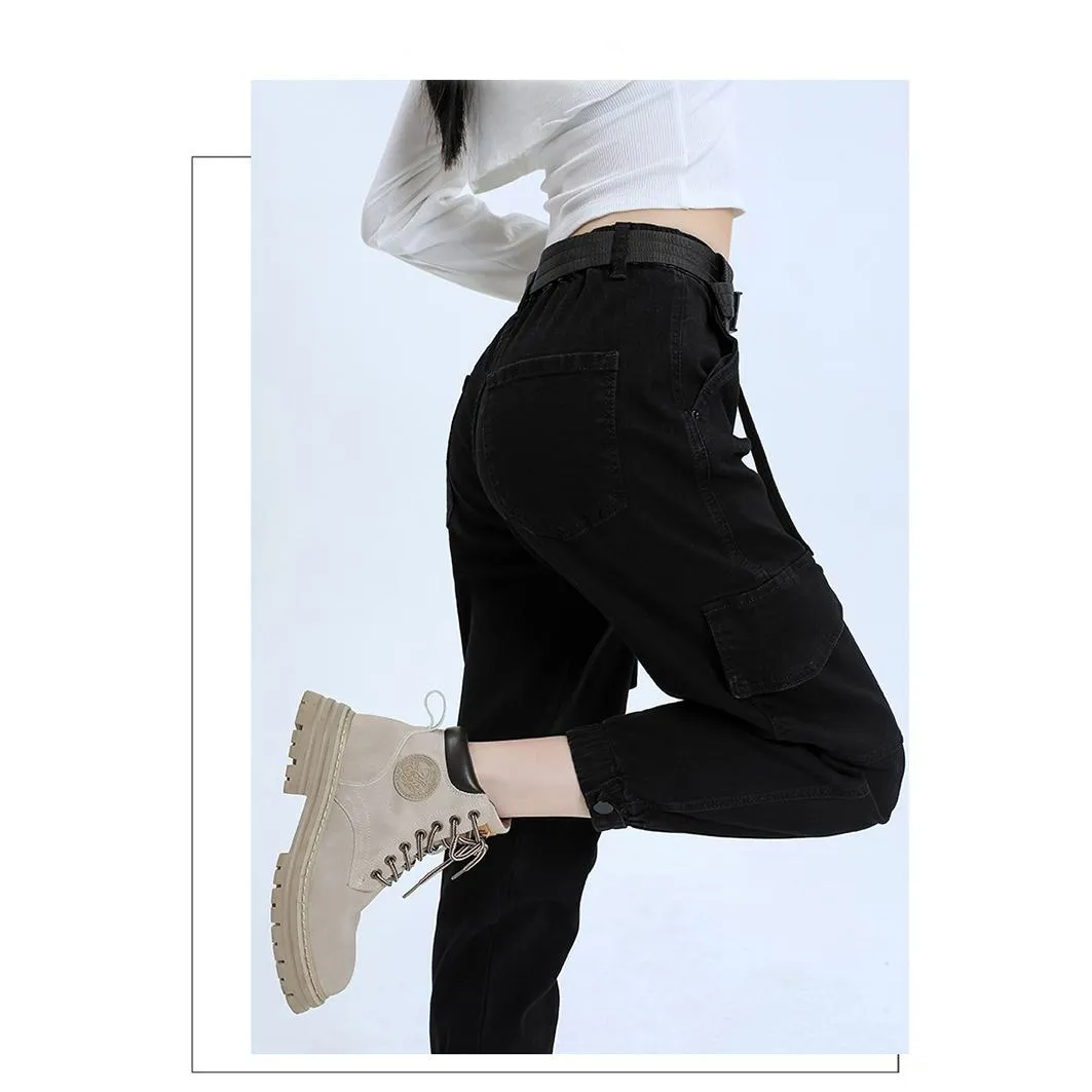 Tapered Elasticity Elastic Waist Tapered Jeans