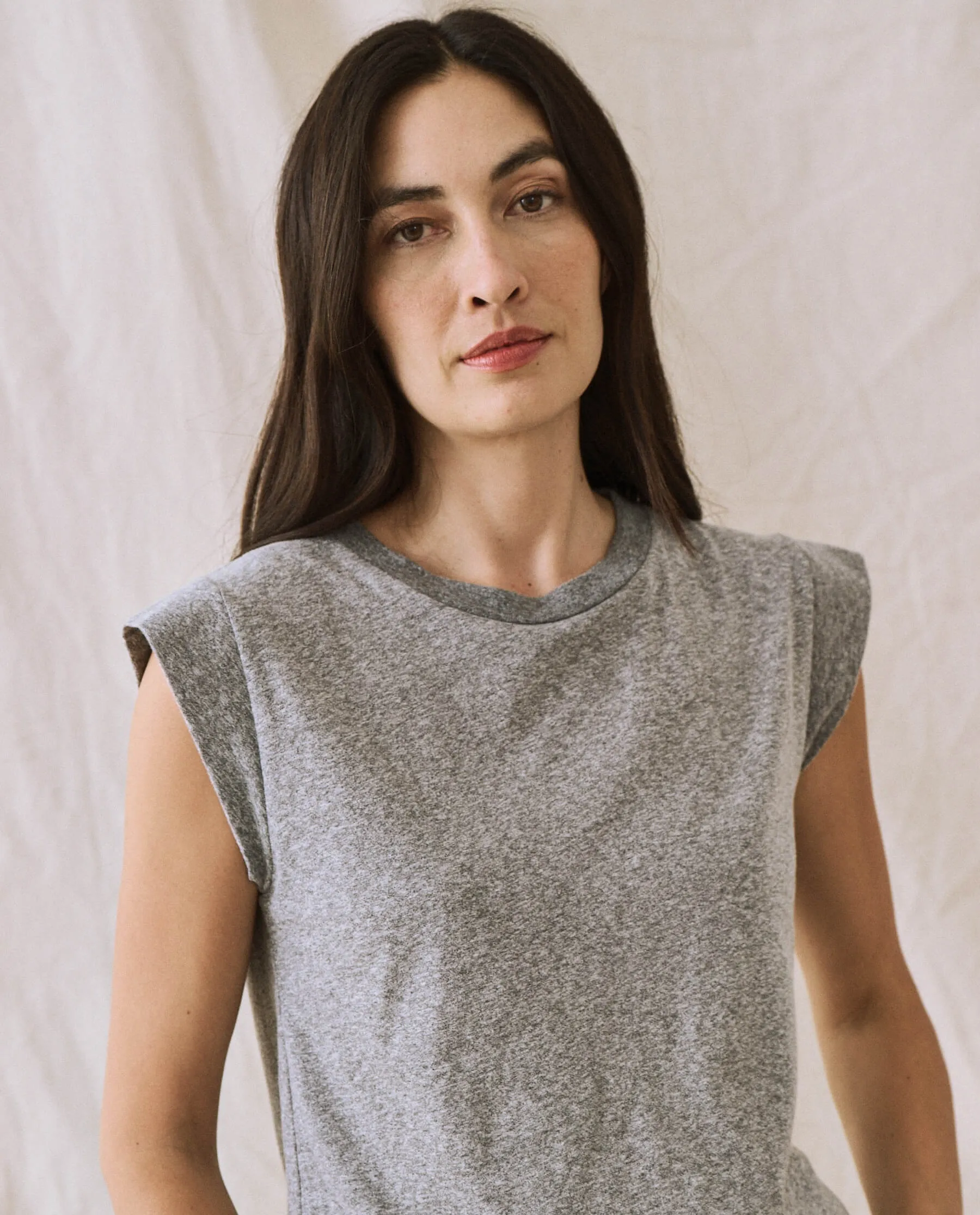 The Peak Shoulder Tee. -- Heather Grey