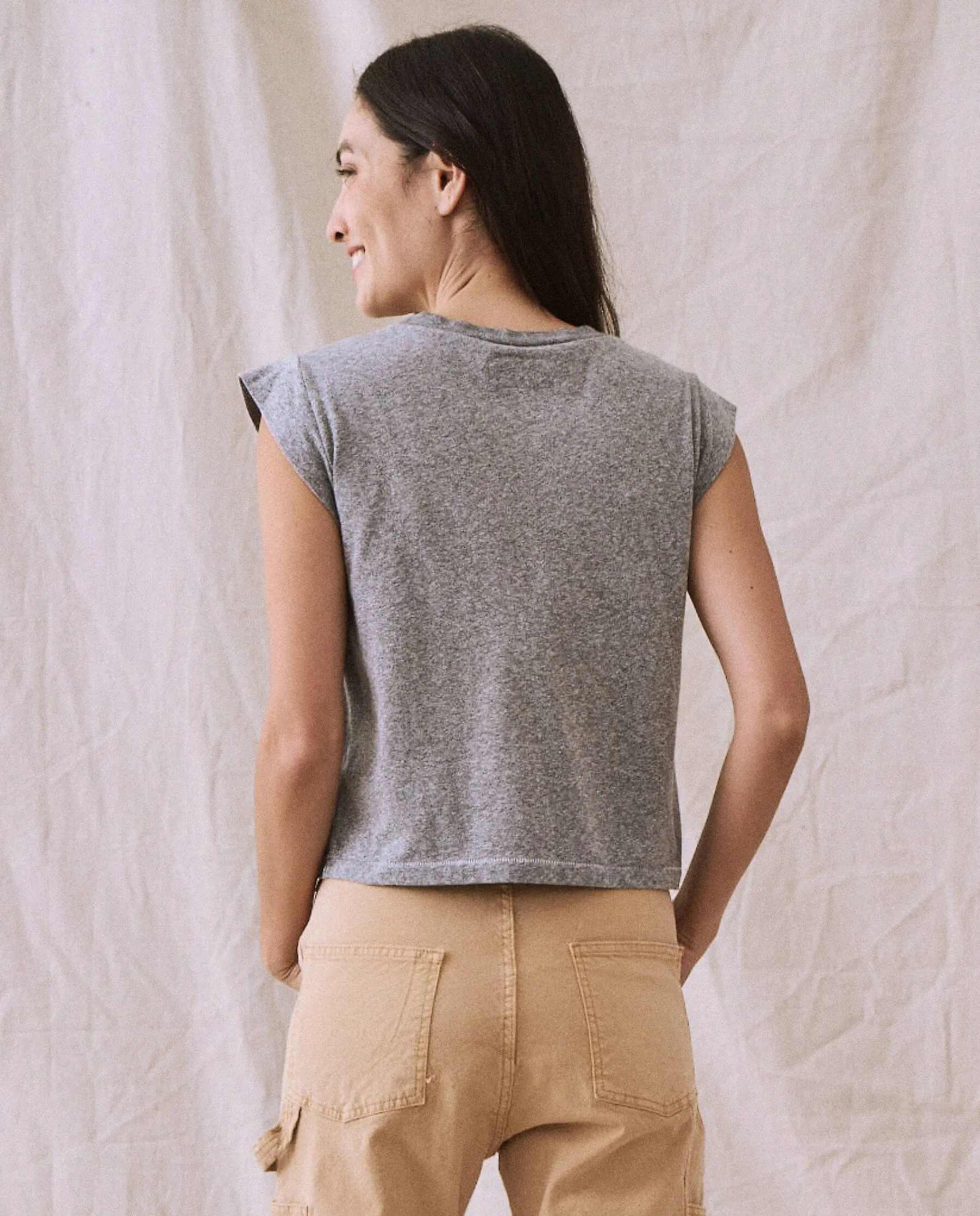 The Peak Shoulder Tee. -- Heather Grey