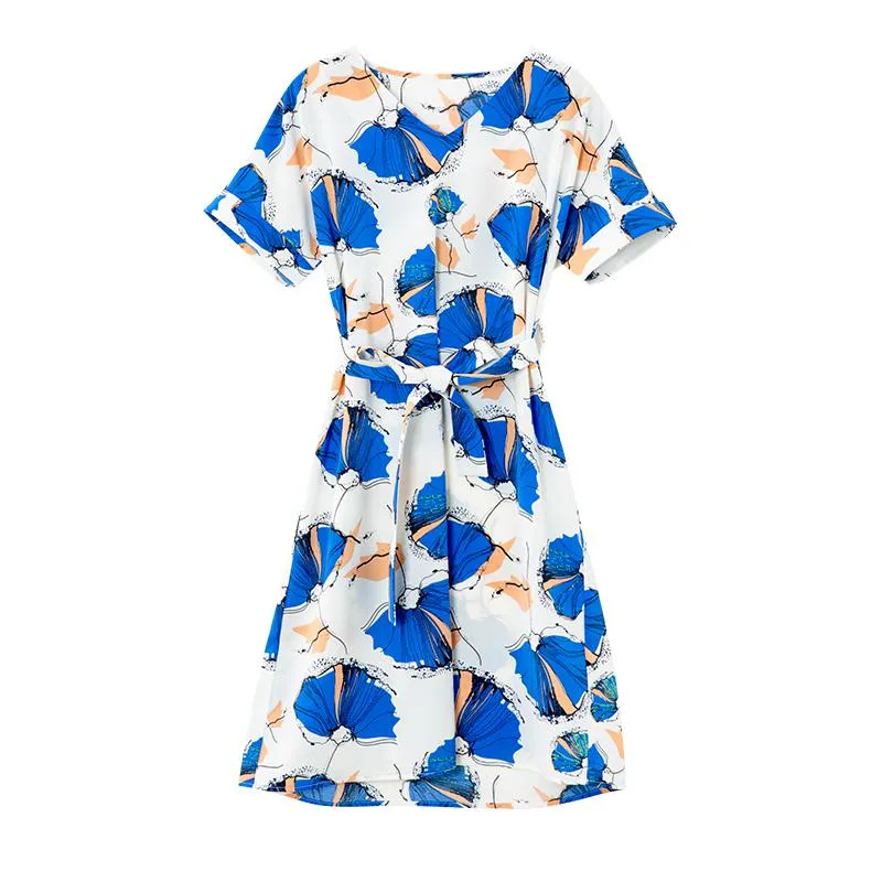 V-Neck Slim-Fit Floral Print Ultra-Short French Style Dress