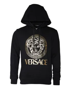 Versace Black Medusa Print Cotton HoodiePullover Sweatshirt Sweater