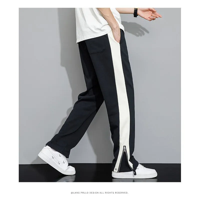 Versatile Straight Draping Trendy Knitted Split Sweatpant