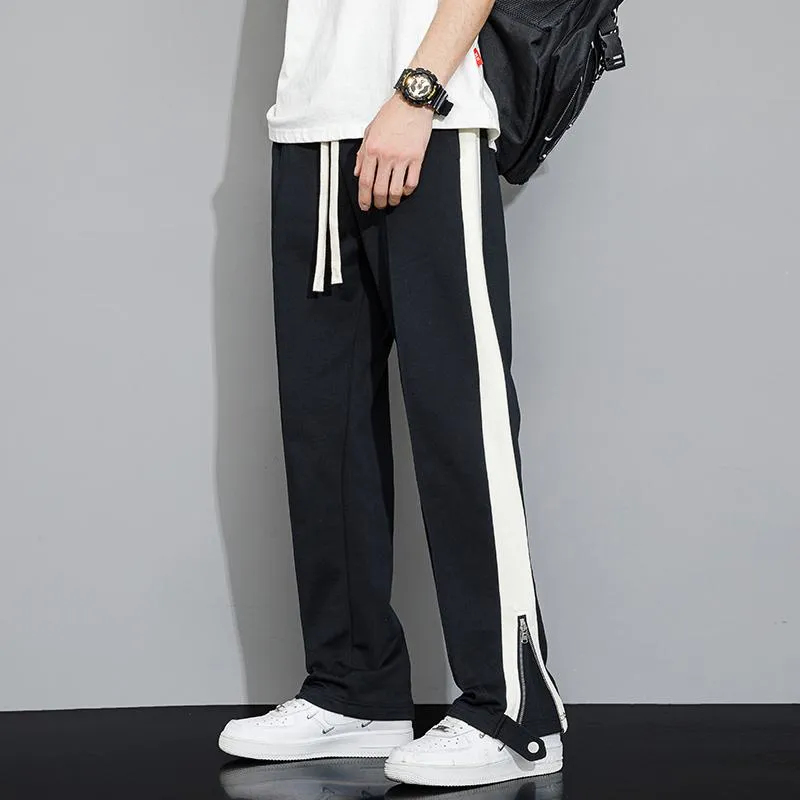 Versatile Straight Draping Trendy Knitted Split Sweatpant