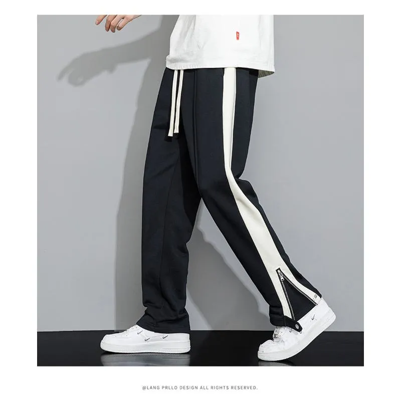 Versatile Straight Draping Trendy Knitted Split Sweatpant