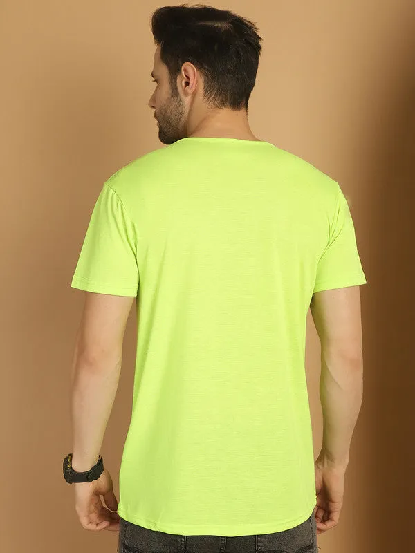 Vimal Jonney Round Neck Cotton Solid Green T-Shirt for Men