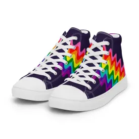 Wavy Gilbert Baker Rainbow Pride Flag High Top Trainers (female sizes)