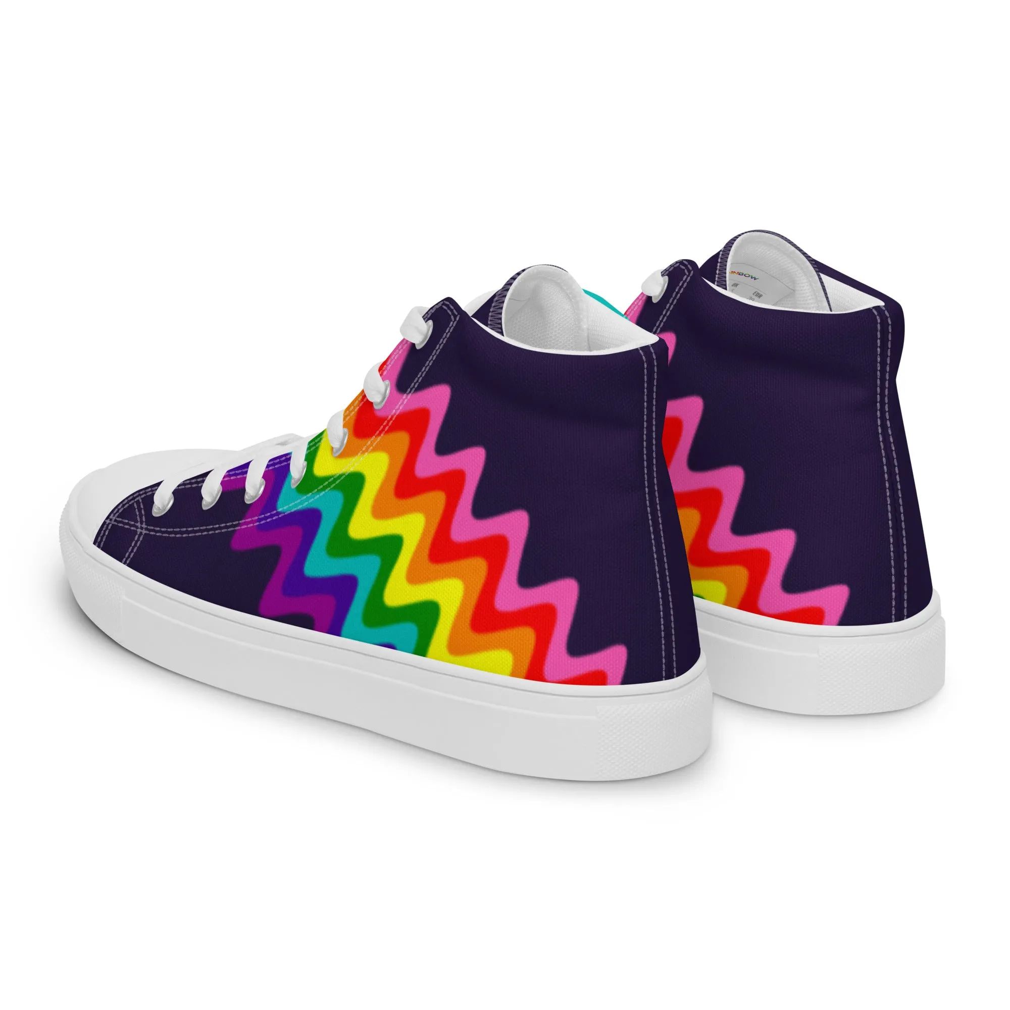 Wavy Gilbert Baker Rainbow Pride Flag High Top Trainers (female sizes)