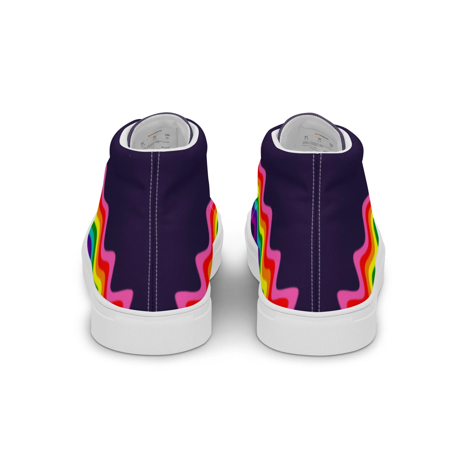 Wavy Gilbert Baker Rainbow Pride Flag High Top Trainers (female sizes)