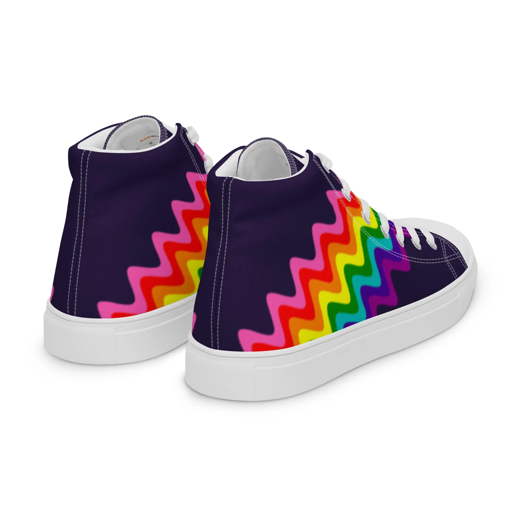 Wavy Gilbert Baker Rainbow Pride Flag High Top Trainers (female sizes)