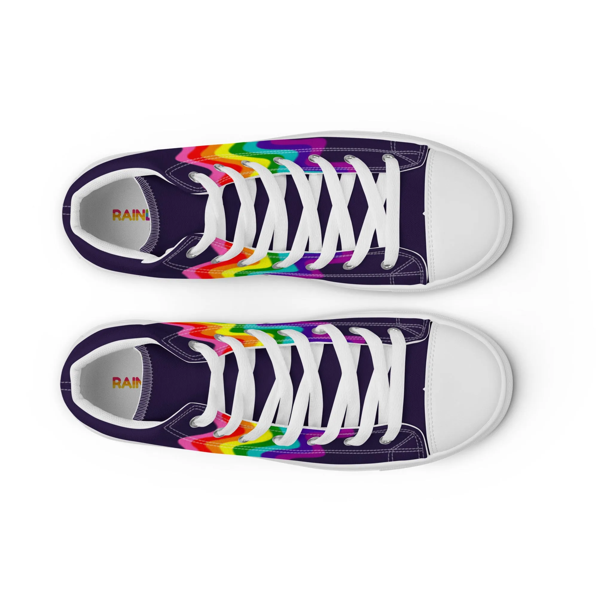 Wavy Gilbert Baker Rainbow Pride Flag High Top Trainers (female sizes)