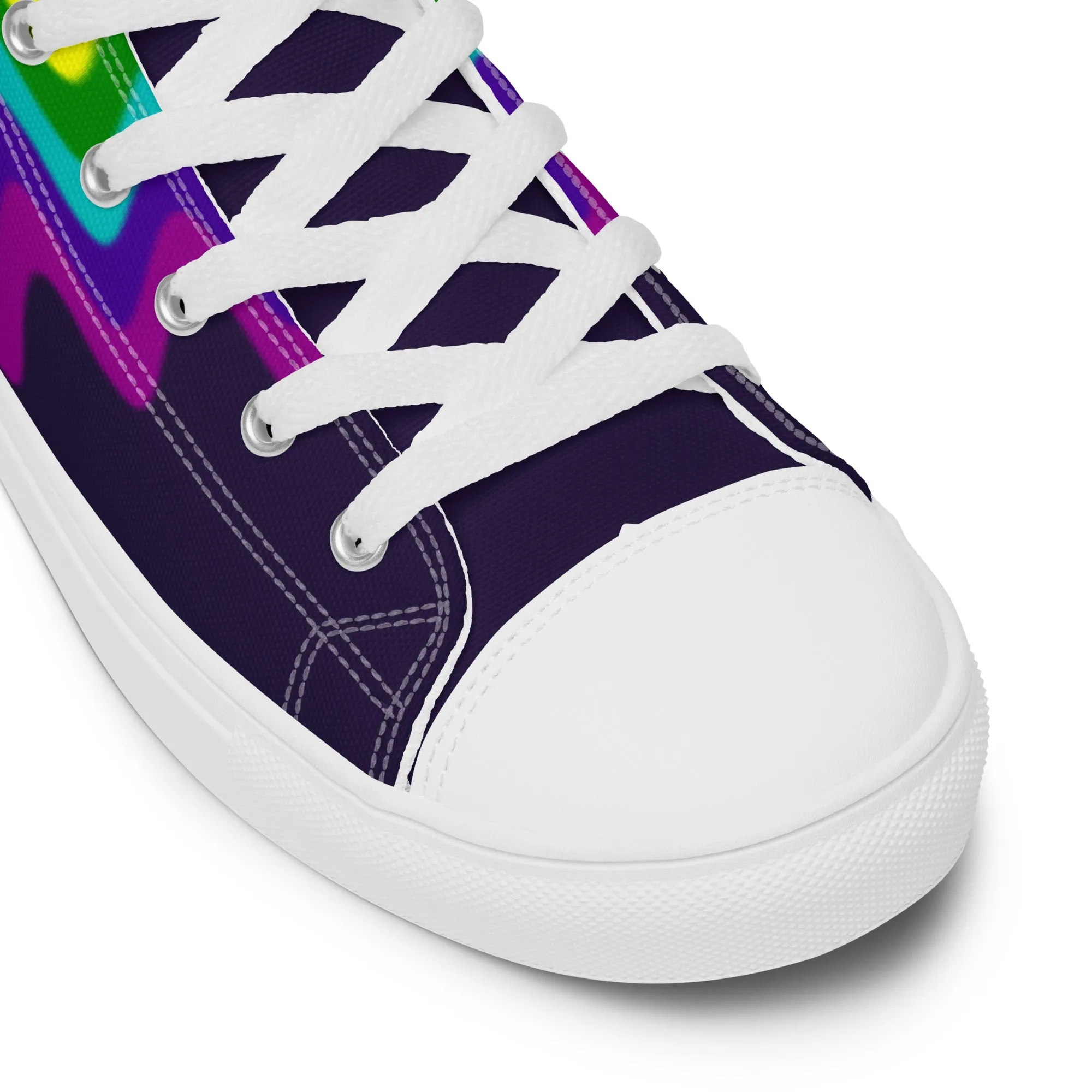 Wavy Gilbert Baker Rainbow Pride Flag High Top Trainers (female sizes)