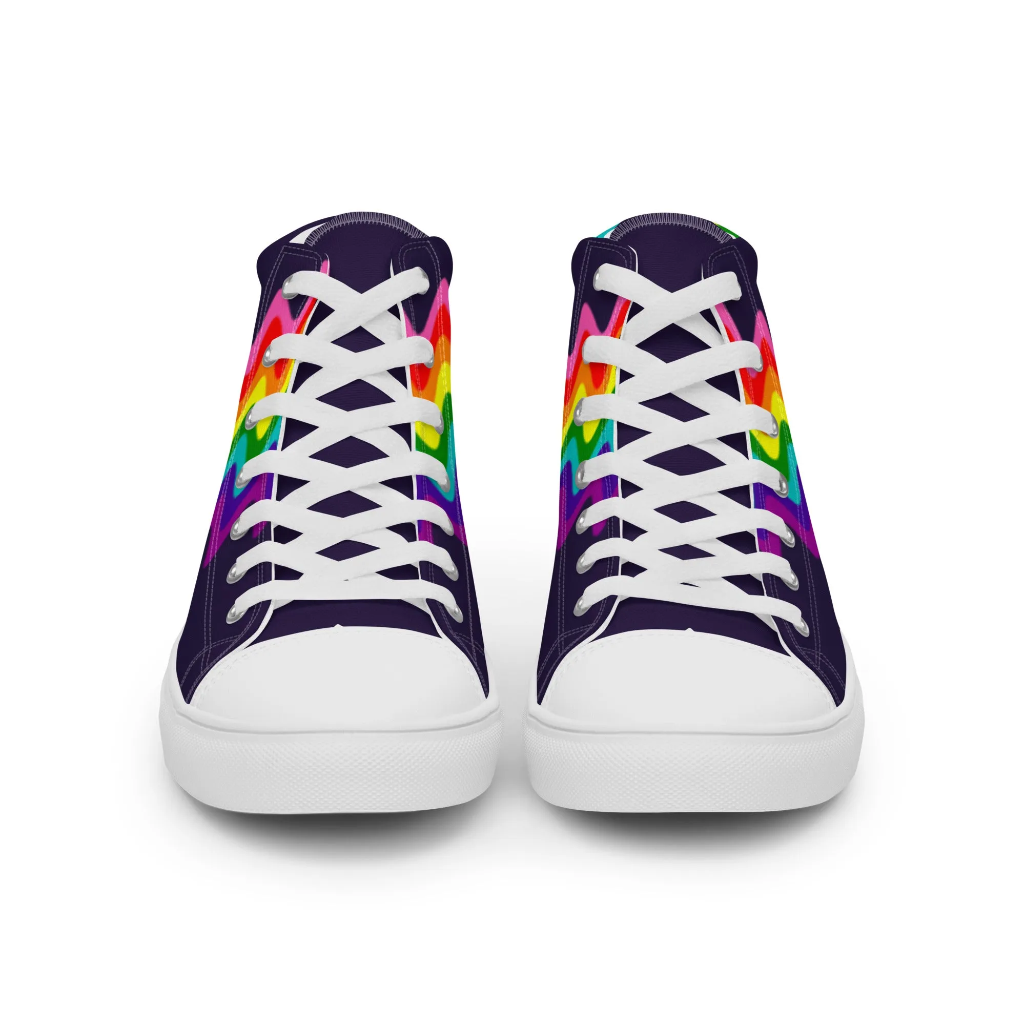 Wavy Gilbert Baker Rainbow Pride Flag High Top Trainers (female sizes)