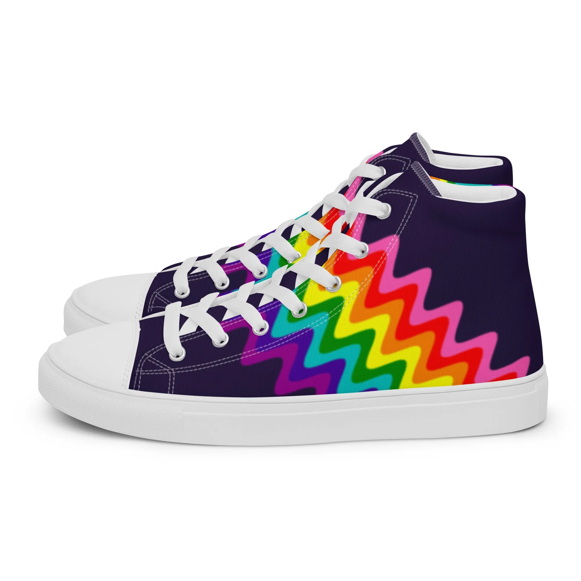 Wavy Gilbert Baker Rainbow Pride Flag High Top Trainers (female sizes)