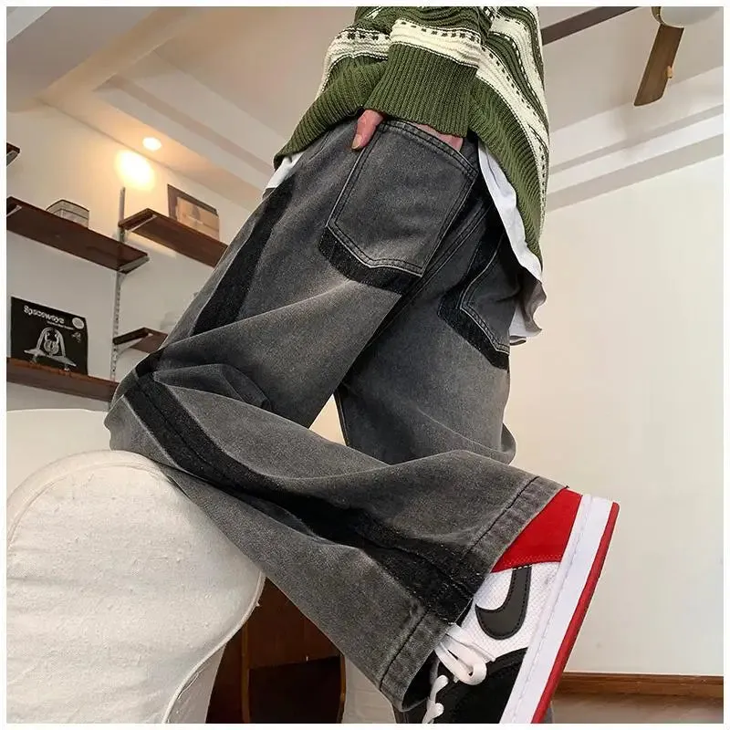 WIAOFELLAS  -  Baggy Jeans Men Fashion Casual Vintage Straight Wide Leg Straight Jeans Pant Male Streetwear Hip Hop Loose Denim Trousers C67