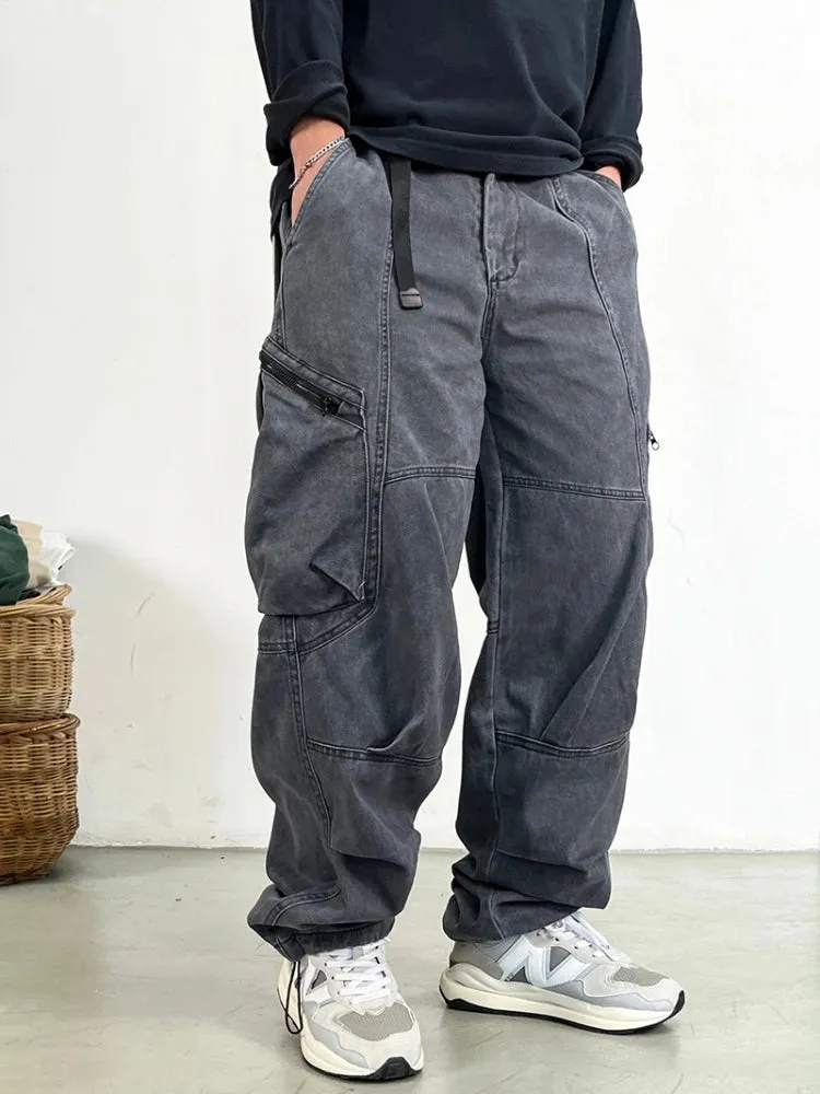 Wiaofellas  -  Japanese Streetwear High Quality Long Staple Cotton Twill Cargo Pants Men Harajuku Plus Size Casual Work Pants Baggy Trousers