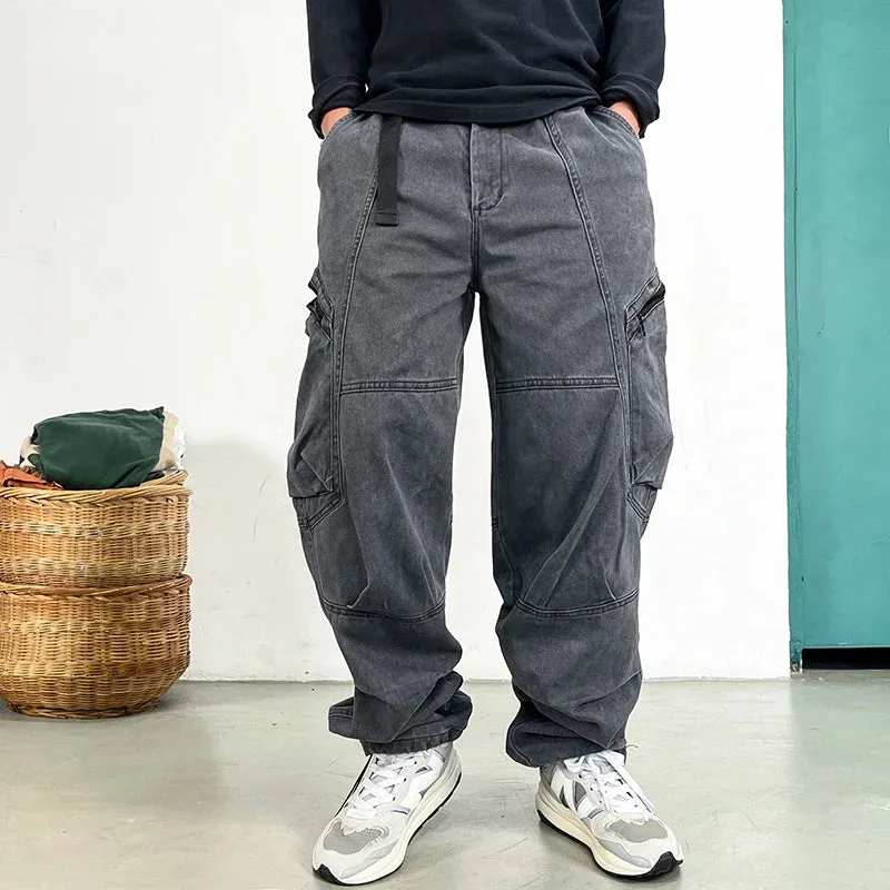 Wiaofellas  -  Japanese Streetwear High Quality Long Staple Cotton Twill Cargo Pants Men Harajuku Plus Size Casual Work Pants Baggy Trousers