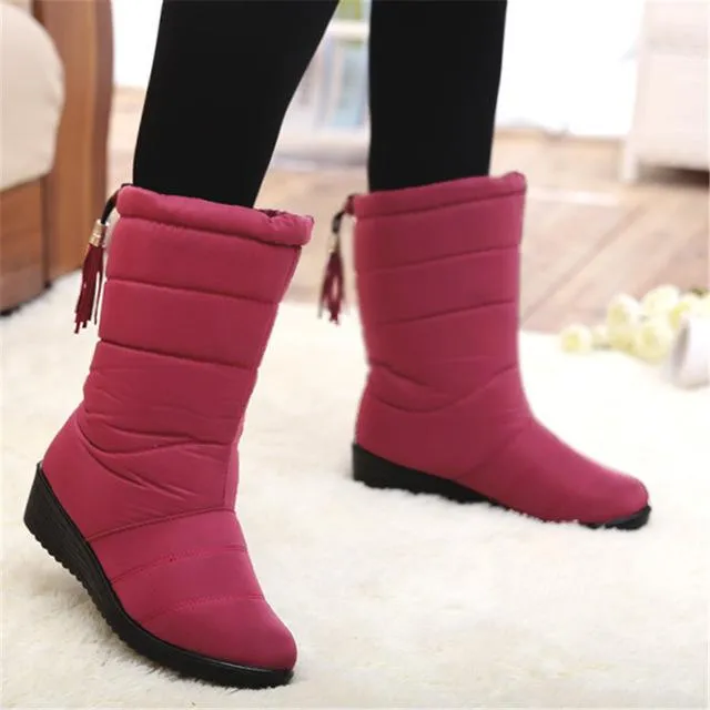 Winter Women Boots Mid-Calf Down Boots Female Waterproof Ladies Snow Boots Girls Winter Shoes Woman Plush Insole Botas Mujer