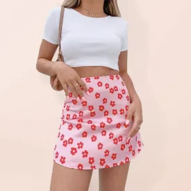 Women's High Waist Satin Print A Fashion Sexy Half-Body Skirt